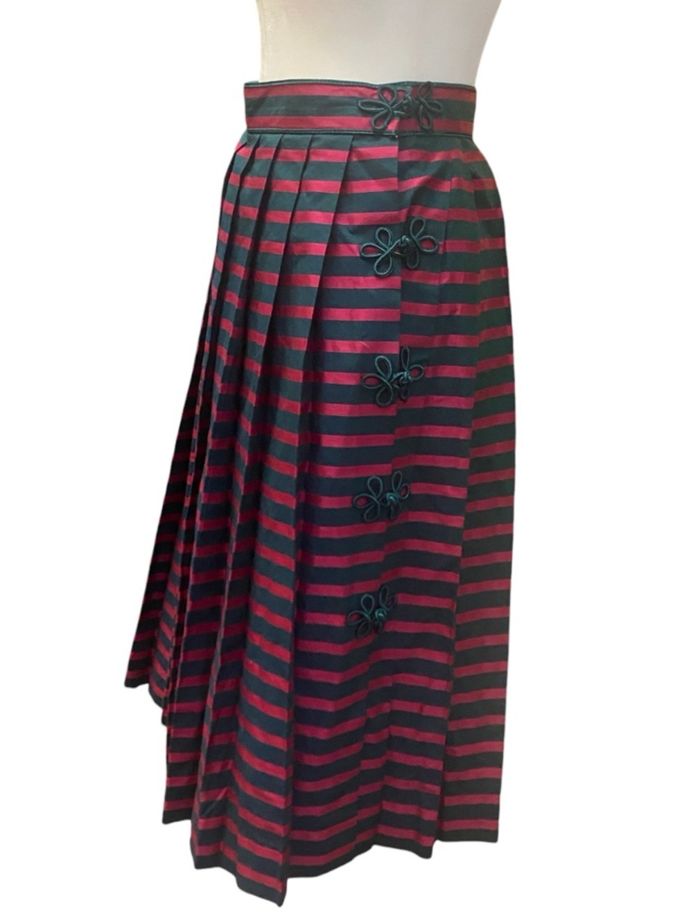 Cullinane Womens Vintage Pink And Green Striped A-Line Skirt Size 6 100% Cotton